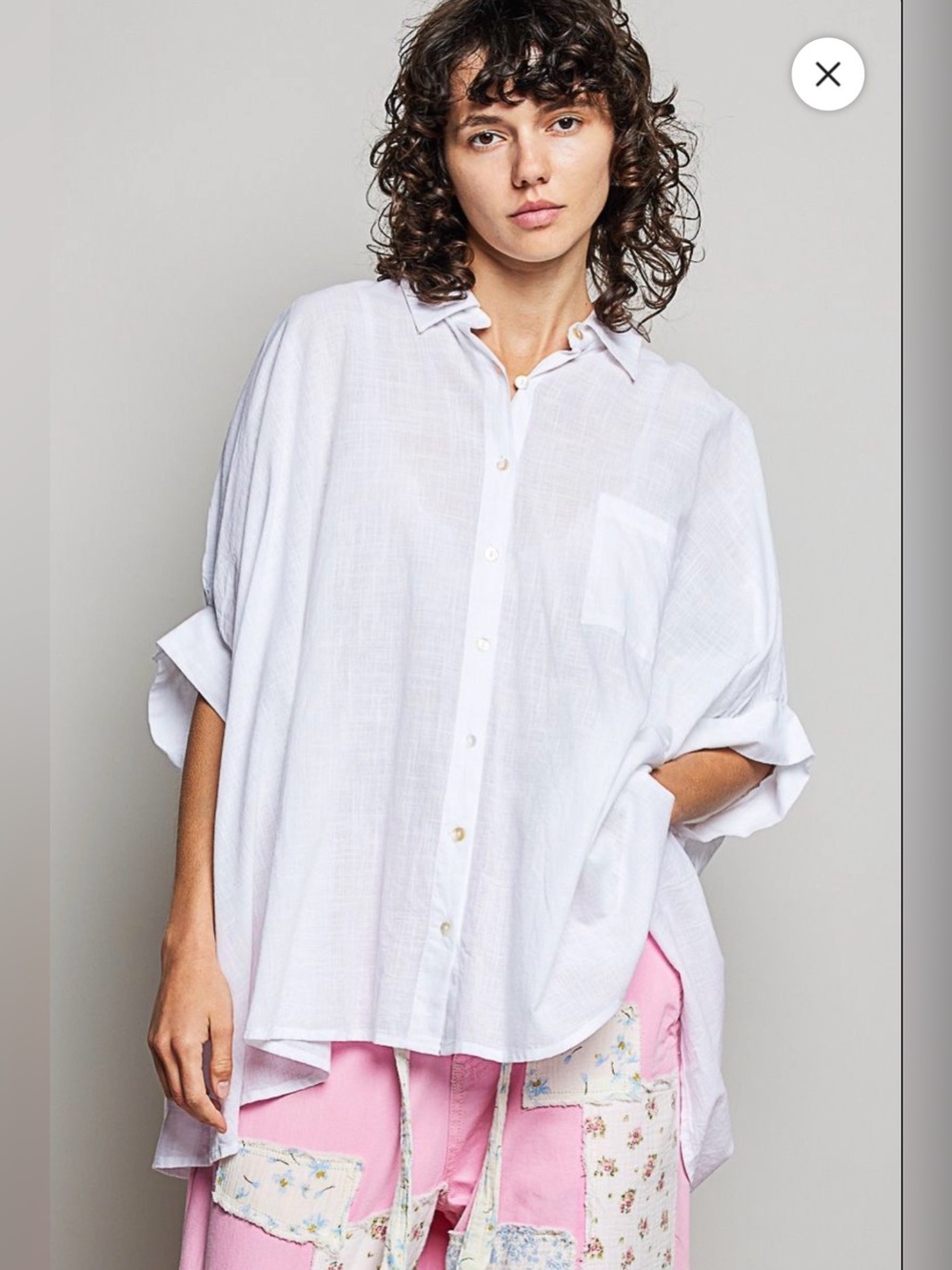 New POL Effortless Dolman Button-Up Shirt ~ White
